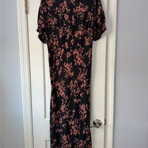 A New Day Black and Pink Floral Maxi Dress